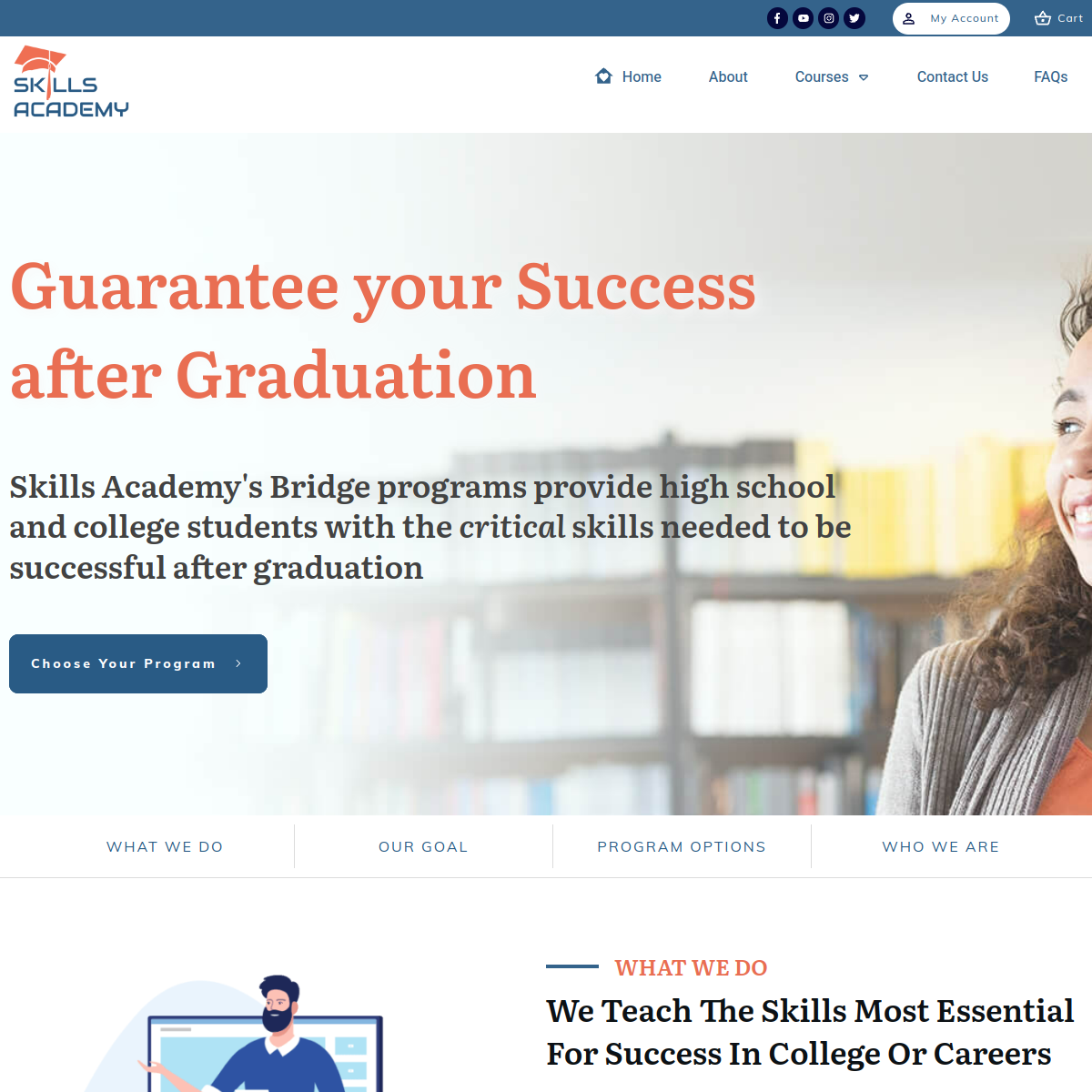 Screenshot of Skills Academy US website